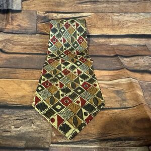 Pascal VTG Handmade Polyester Tie Mens Multicolor Geometric Abstract Art Necktie